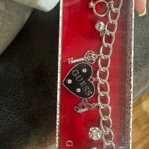 Guess Silver Heart Charm Bracelet
